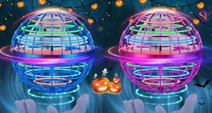 M&HONG 2 Pack Flying Orb Ball for Kids Adults, Hand Controlled Boomerang Ball, Soaring Flying Spinner Mini Drone, Hover Flying Ball Toy with LED Lights, Drone Ball Endless Tricks Gifts for Boys Girls