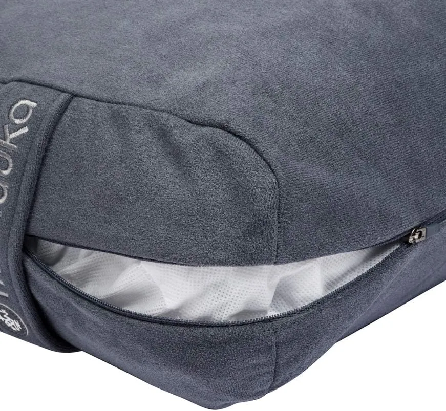 Manduka enlight Bolster Pillow - Yoga Pillow with Machine Washable Microfiber Cover, Curved Design for Optimal Workout and Meditation Support, Yoga and Pilates Equipment