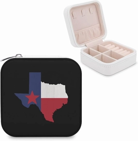 Map of Texas Flag Small Jewelry Box Travel Bracelet Organizer Portable Ring Case Storage Holder Boxes, Gift for Women