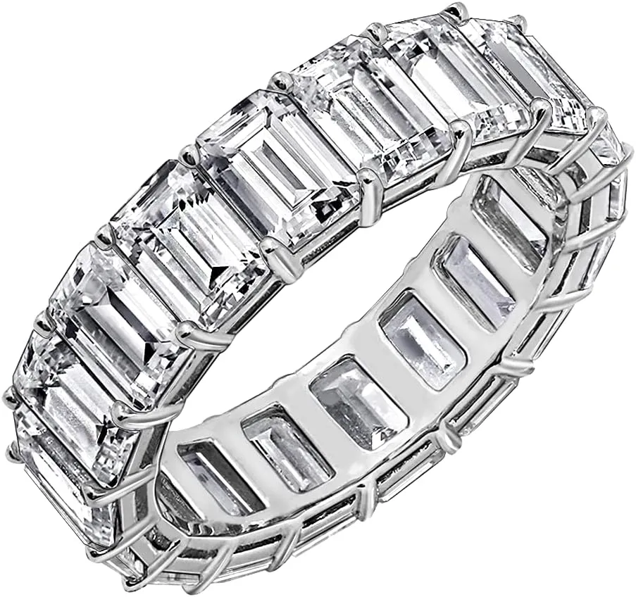 Marilyn Monroe Eternity Ring For Women 14K Yellow Gold, Rose Gold, Platinum Plated 925 Sterling Silver Infinity Band | 10.30 Carats Emerald Cut Cubic Zirconia CZ Diamond Stimulant