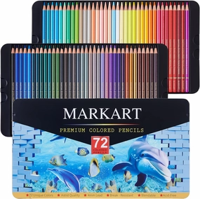 MARKART 72 Count Colored Pencils for Adult Coloring Books, Soft Core, Ideal for Drawing Blending Shading, Color Pencils Set Gift for Adults Kids Beginners in Tin Box