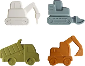 Marlowe & Co Silicone Vehicle Construction Bath Toy Set for Babies and Toddlers, Dishwasher Safe 4 Piece Gift Set