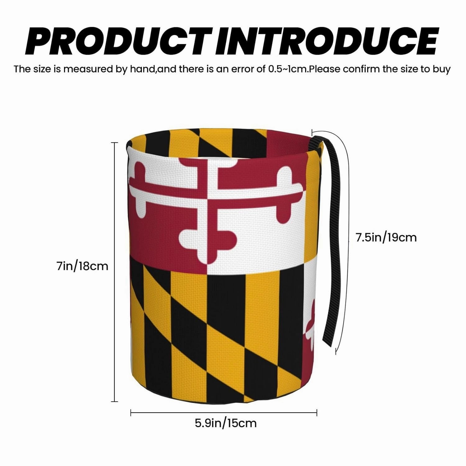 Maryland State Flag Car Trash Can Bag Hanging Storage Pockets Leak-Proof Organizer for Camping and Adventures