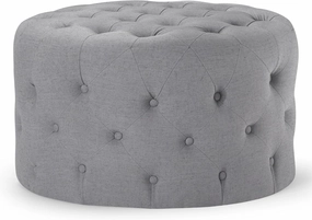 Maven Lane Marcy Traditional Large Round Ottoman, Cushioned Footrest for Living Room Couch, Chair, or Dorm Room in Rustic Slate Fabric Upholstery