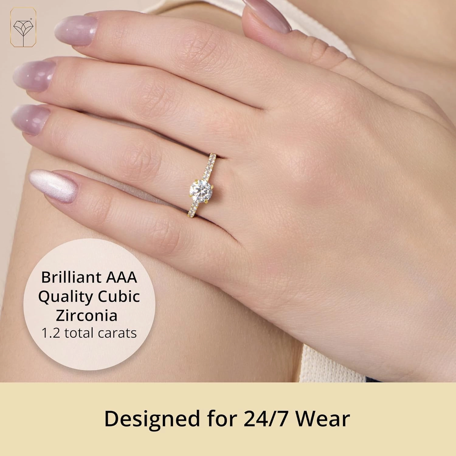 MAX   STONE 1.2 Carat Cubic Zirconia Engagement or Anniversary Eternity Ring for Women in 10k White or Yellow Gold (1.2 ct.tw) Size 4.5 to 9