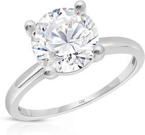 MAX   STONE 3 Carat Cubic Zirconia Solitaire Engagement Ring for Women in 14k Solid Yellow Gold CZ in Size 5 to 9