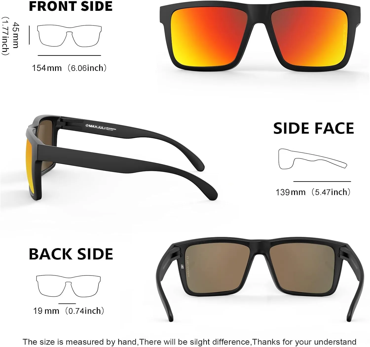 MAXJULI XXL Size Double Extra Large Z87 Sunglasses for Big Wide Heads Men TR90 Ultralight UV400 Protection Glasses 8228