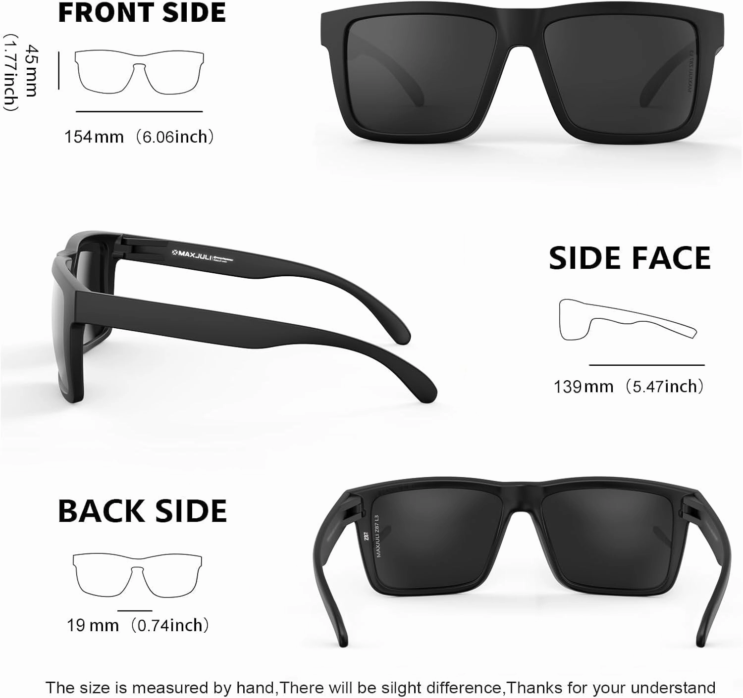 MAXJULI XXL Size Double Extra Large Z87 Sunglasses for Big Wide Heads Men TR90 Ultralight UV400 Protection Glasses 8228