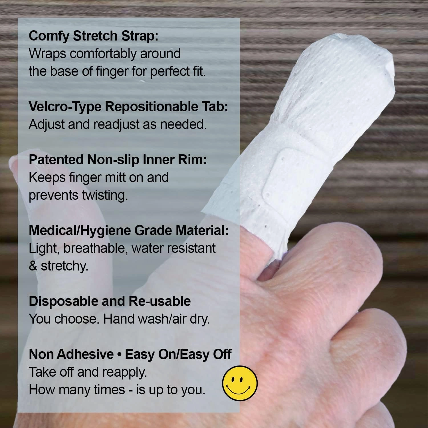 MediMitt FingerMitt | Non Adhesive Fingertip and Full Coverage Bandages with Fastening Strap (Small with Pad)