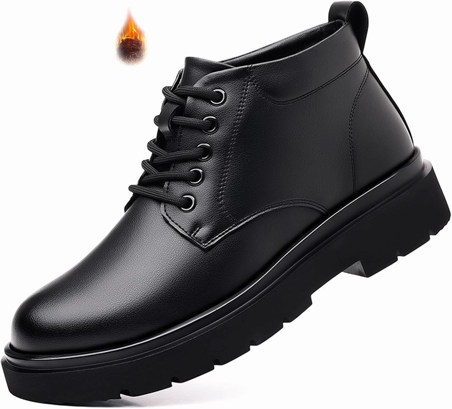 Men's Genuine Leather Lace Up Platform Ankle Boots Luxury Round Toe Heightening Soft Bottom Business Dress Oxfords Anti-slip Waterproof Work Boots