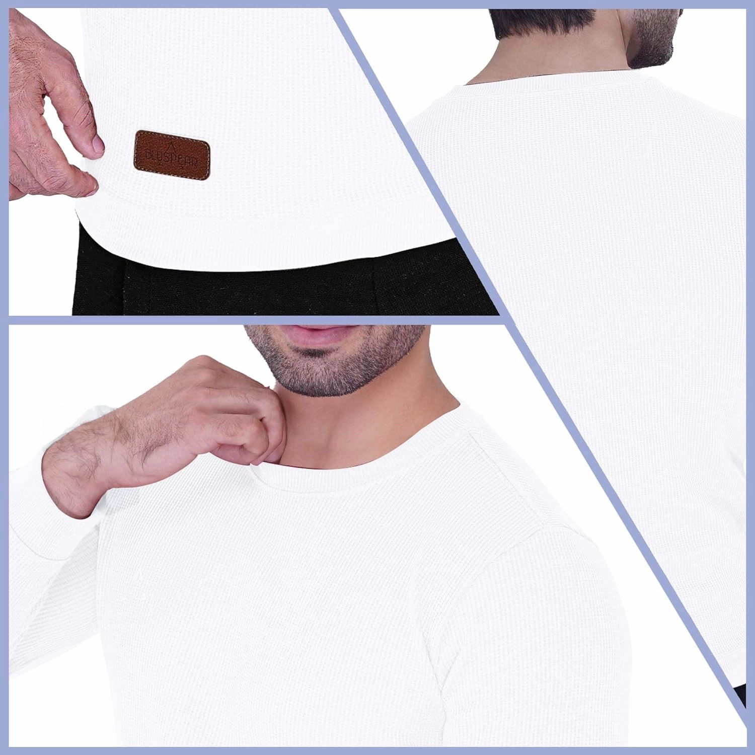 Men's Long Sleeve Waffle Thermal Shirt Top, Knitted Sweater, Sweatshirt for Men