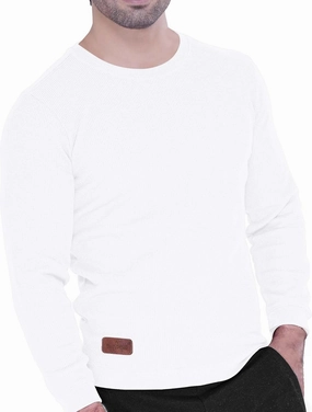 Men's Long Sleeve Waffle Thermal Shirt Top, Knitted Sweater, Sweatshirt for Men