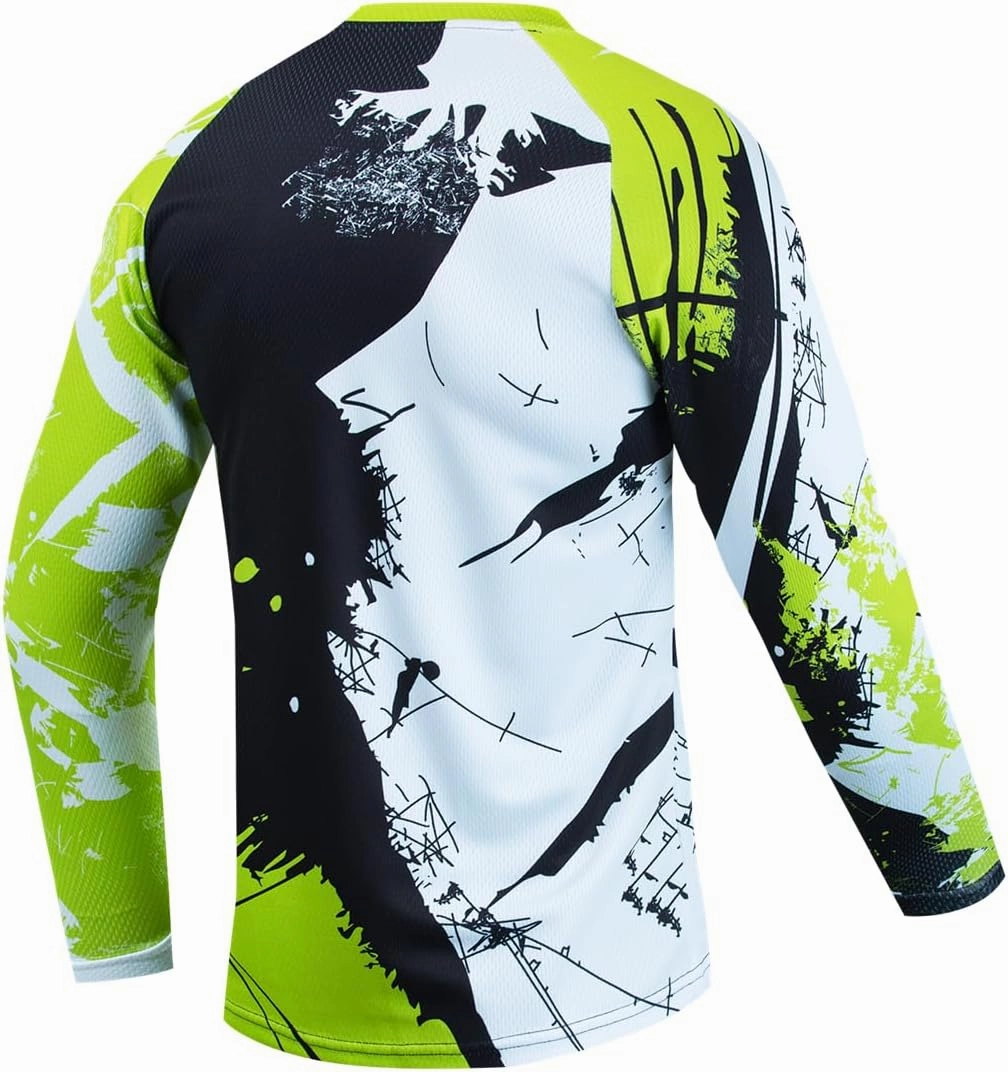 Men's Mountain Bike Jersey Long Sleeve MTB Off-Road Motocross Jersey Quick Dry Downhill&Motocross Shirts