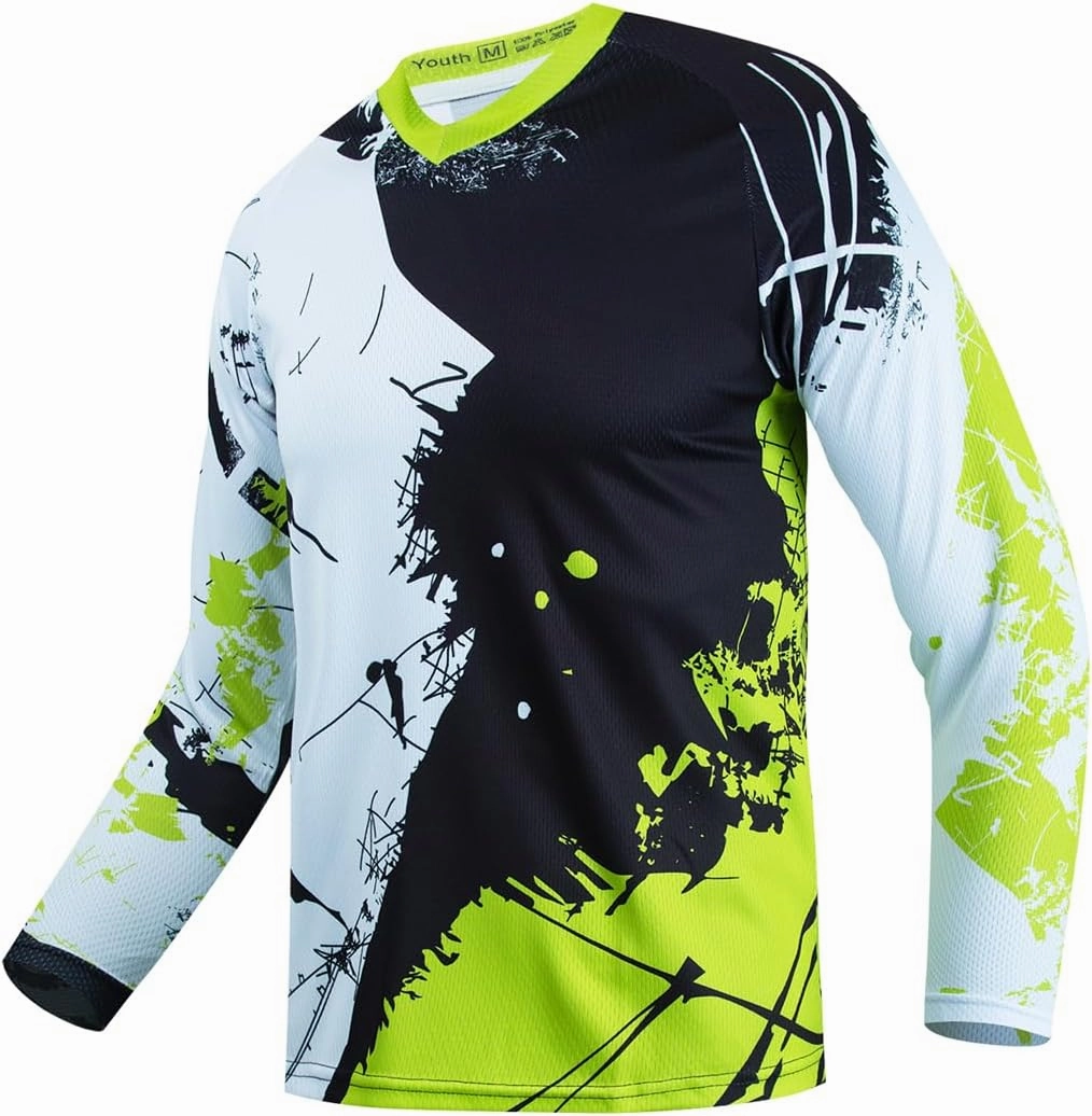 Men's Mountain Bike Jersey Long Sleeve MTB Off-Road Motocross Jersey Quick Dry Downhill&Motocross Shirts