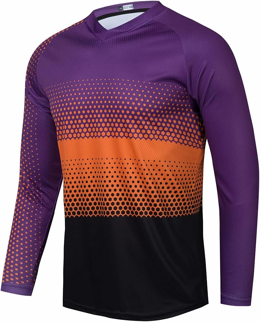 Men's Mountain Bike Jersey Long Sleeve MTB Off-Road Motocross Jersey Quick Dry Downhill&Motocross Shirts
