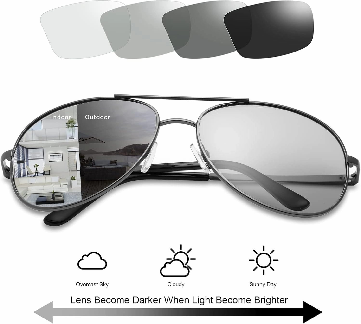 Men's Photochromic Polarized Sunglasses Al-Mg Metal Frame Sports Driving Glasses UV400 Protection Anti Glare Eyewear