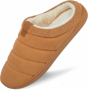 Men's Warm Memory Foam Slippers Suede Plush Shearling Lined Slip on Indoor Outdoor Clog House Shoes