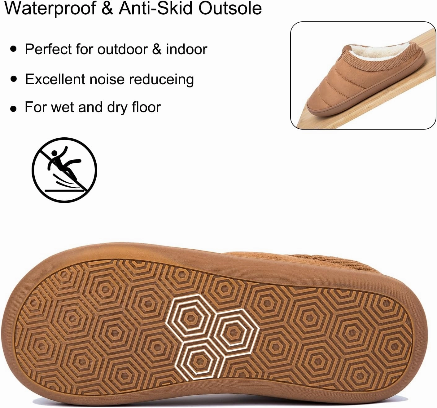 Men's Warm Memory Foam Slippers Suede Plush Shearling Lined Slip on Indoor Outdoor Clog House Shoes