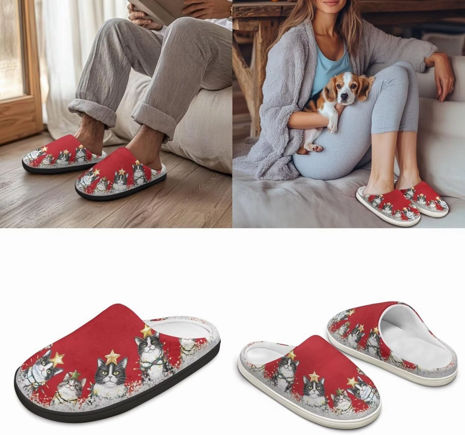 Men's Women's Plush Slippers, Flannel Warm Soft Cozy Slippers, House Bedroom Indoor/Outdoor Warm Shoes, Size 3-15
