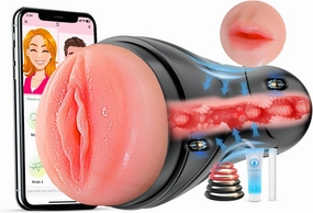 Men Sex Toy Male Masturbator - Vibrating Pocket Pussy, App Control Squeezable Masturbation Sex Toys for Men, Male Vibrator Stroker with 9 Vibrations, Plump Fleshy Vagina Blowjob Adult Sex Toys