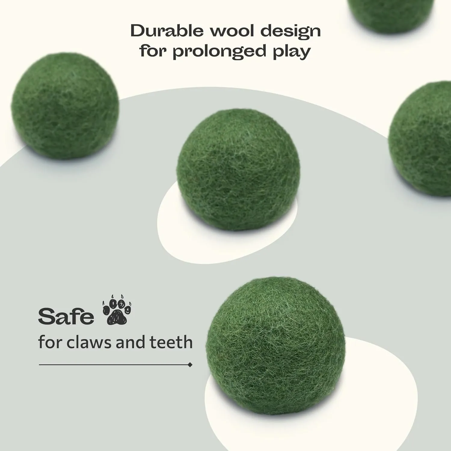MEOWFIA Wool Ball Toys - 6-Pack of Safe for Cats and Small Dogs Balls - 2 Inch Felted Wool Cat Toy and Dog Toy - Perfect with Cat Cave - Silent - Mini Tennis Balls - (2in/Green)