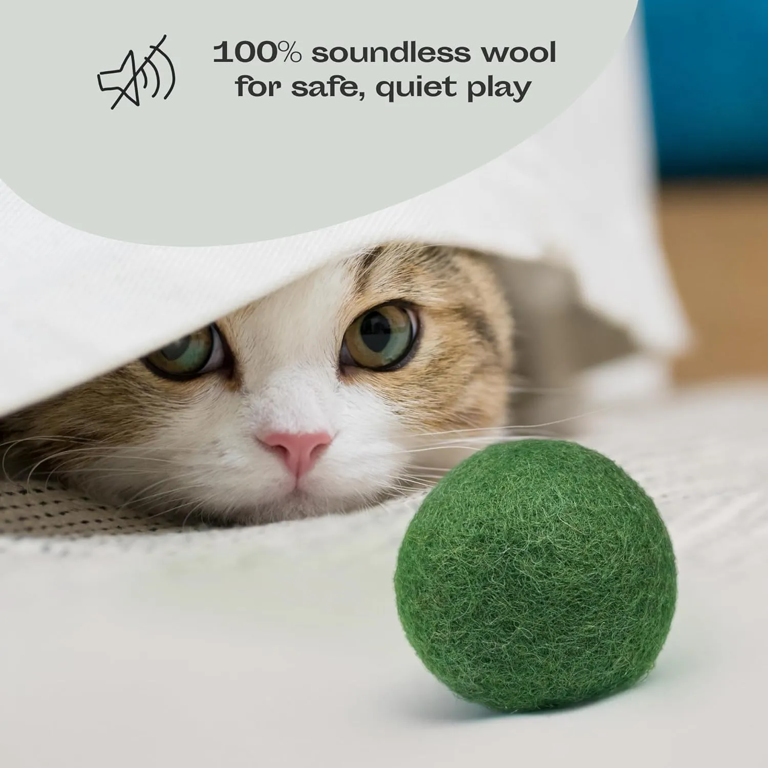 MEOWFIA Wool Ball Toys - 6-Pack of Safe for Cats and Small Dogs Balls - 2 Inch Felted Wool Cat Toy and Dog Toy - Perfect with Cat Cave - Silent - Mini Tennis Balls - (2in/Green)
