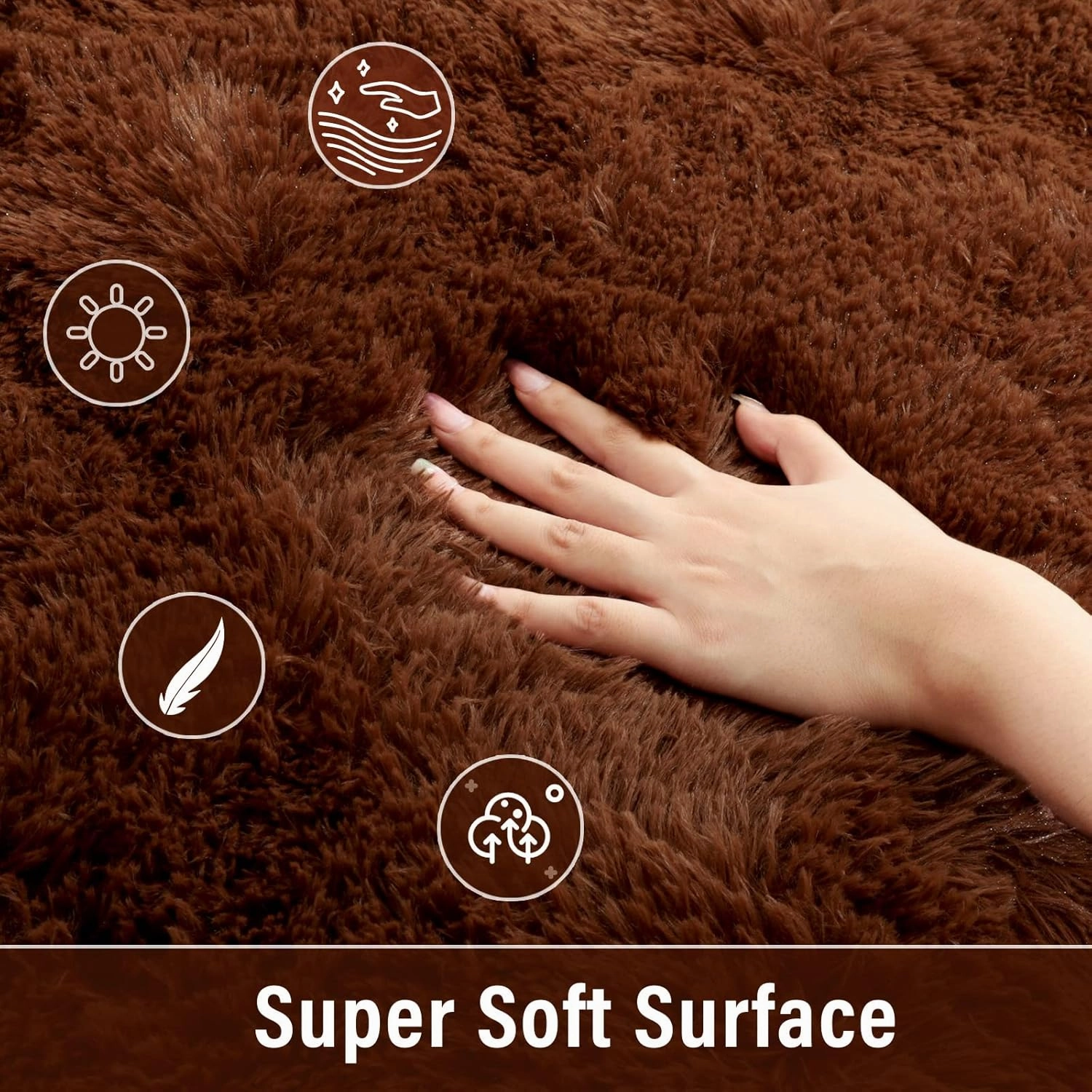 Merelax Soft Shaggy Rug for Kids Bedroom Oval 2.6'x5.3' Brown Plush Fluffy Carpet for Living Room, Furry Carpet for Teen Girls Room, Anti-Skid Fuzzy Comfy Rug for Nursery Decor Cute Baby Play Mat