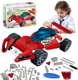 Metal Model Car Building Assembly Toys 166 PCS STEM Erector Sets Car Vehicle Model Construction Set for Boys and Girls Car Building Educational Toy for Kids Ages 8  (Spidermodel Car)