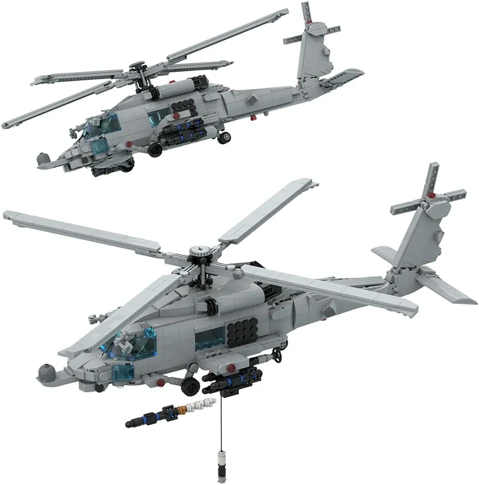 MH-60R Seahawk Helicopter Building Set, DIY Assembly Model Assembly Building Blocks Set, MOC Aircraft Model for Teen Adults (1252PCS), XSU18403C04F16R3P