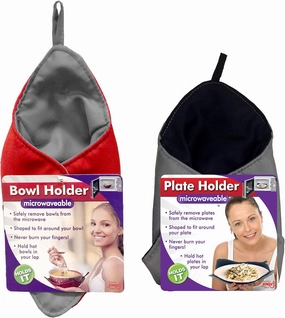 Microwavable Heat Resistant Plate and Bowl Holder Bundle Pack Protects Hands from Hot Dishes. Microwave and Washing Machine Safe Kozy for Heating Soup or Leftover Food or Meals to Eat and Watch TV.