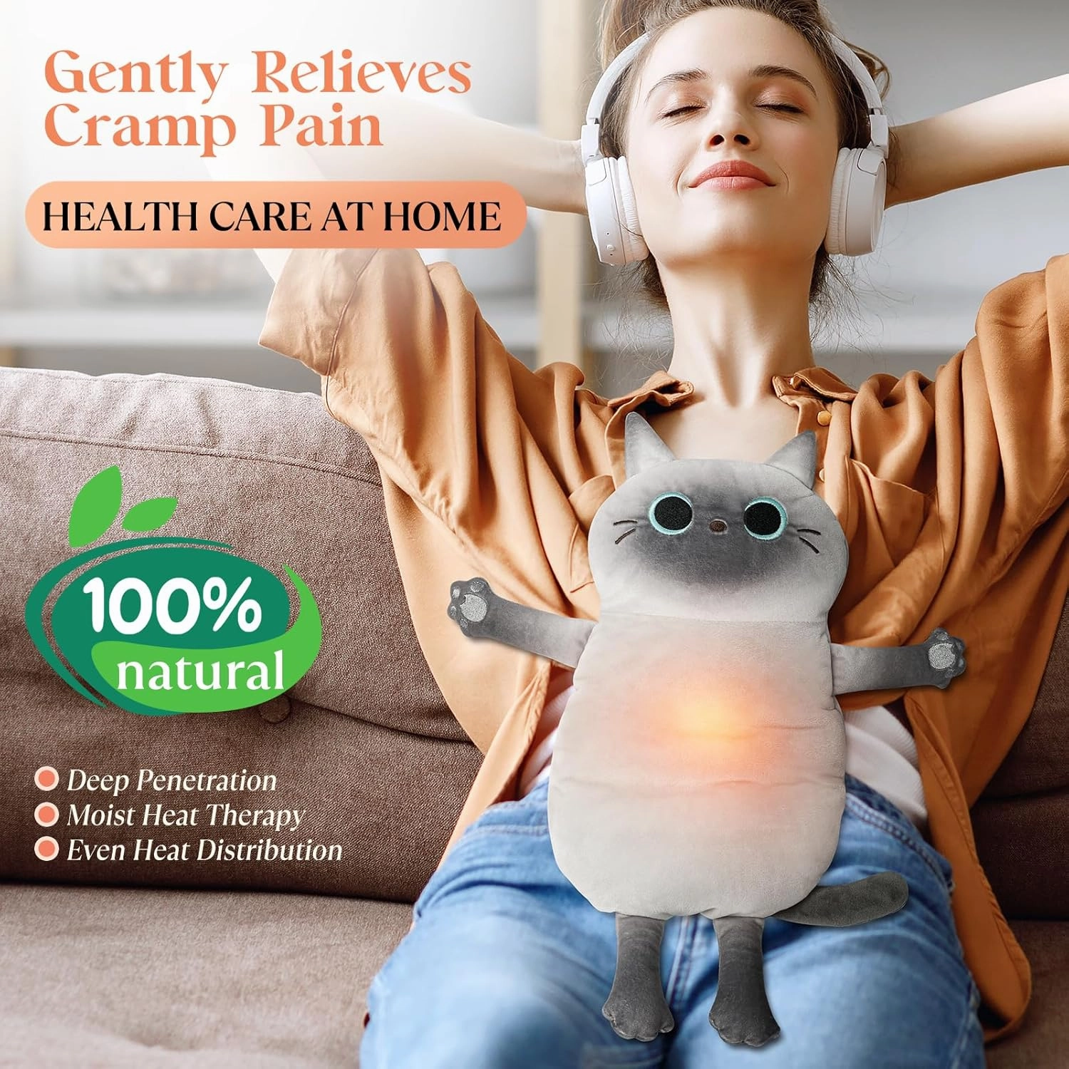 Microwave Heating Pad for Pain Relief, 21* 12" Microwavable Moist Heat Pad for Neck Shoulder, Cramps, Back Pain Relief, Warm Compress Rice Bean Bag Hot Pack for Muscles, Joints - Large Grey Cat