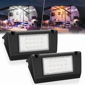 MICTUNING RV Porch Lights, 5 Inch 45W Amber/White LED Exterior Utility Awning Light 2000LM 6000K Aluminum Housing IP67 Waterproof Replacement Lighting for Trucks Trailers Bus Marine Boats, 2 Pcs