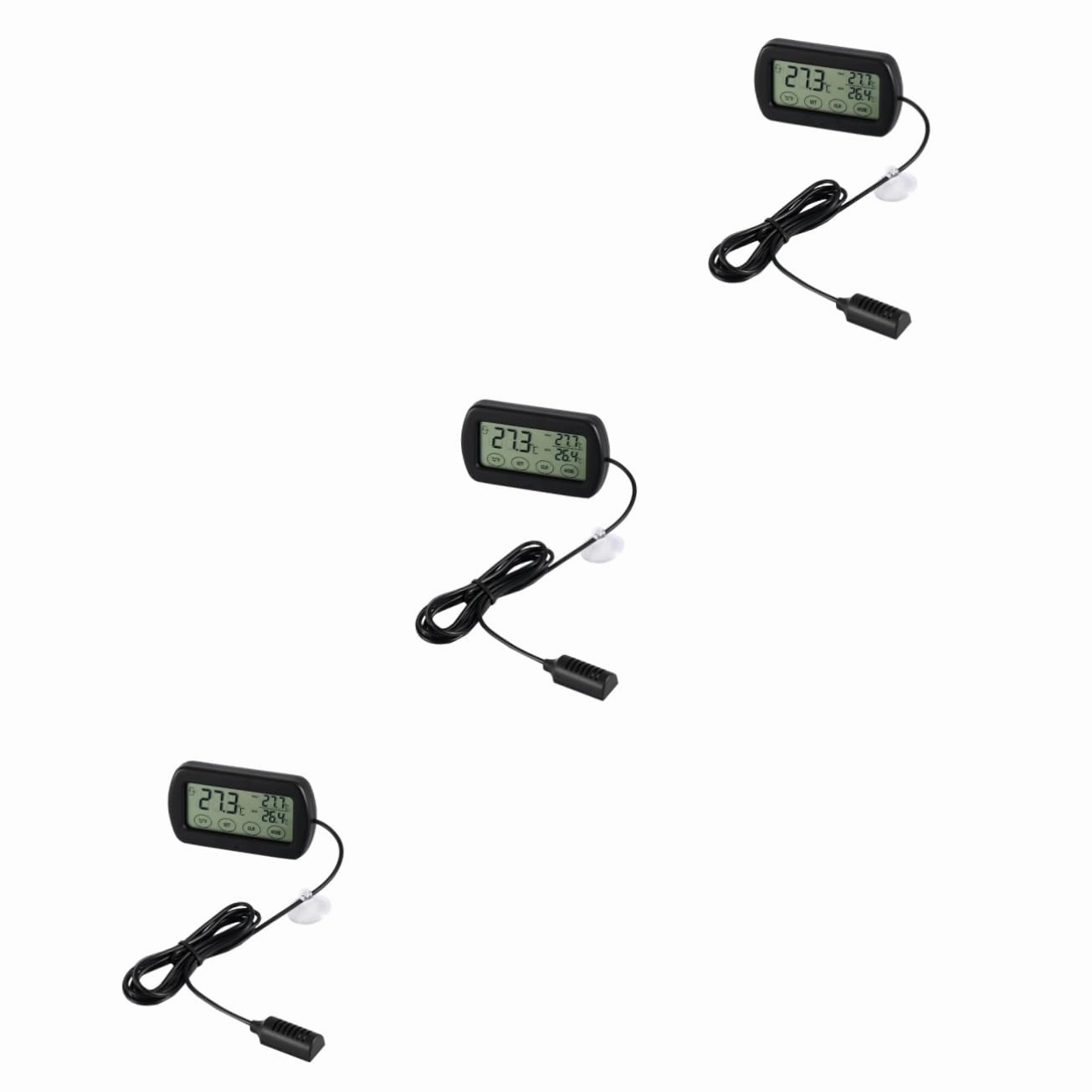 Mikikit LCD Digital Thermometer Hygrometer with Alarm Egg Incubator Pet Monitor LCD Display Fixed Suction Cup Material Sensor Included