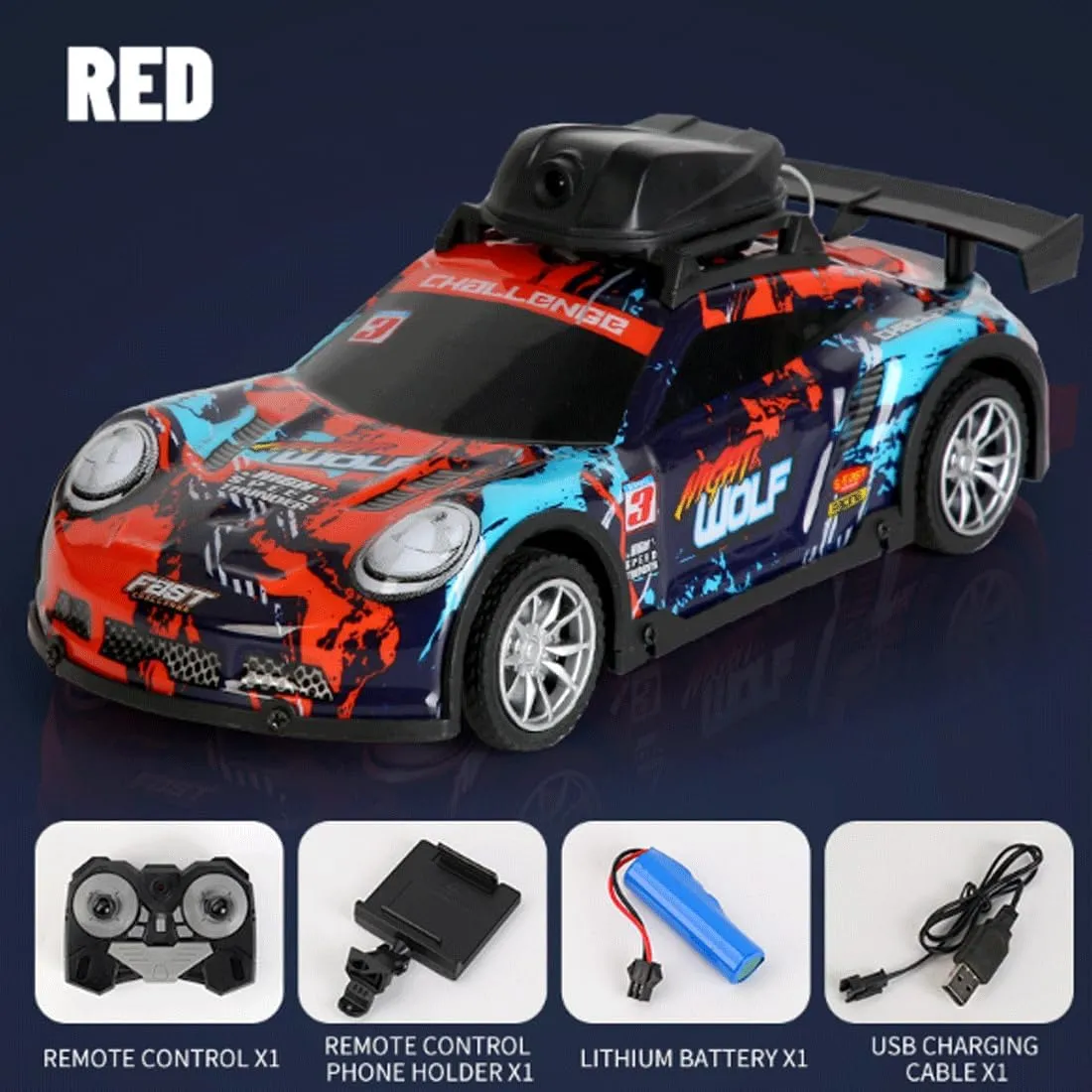 Mini RC Drift Car with App-Controlled, 2.4G 4CH RC Car with LED Lights & HD Camera, RC Racing Toy for Hobbyist