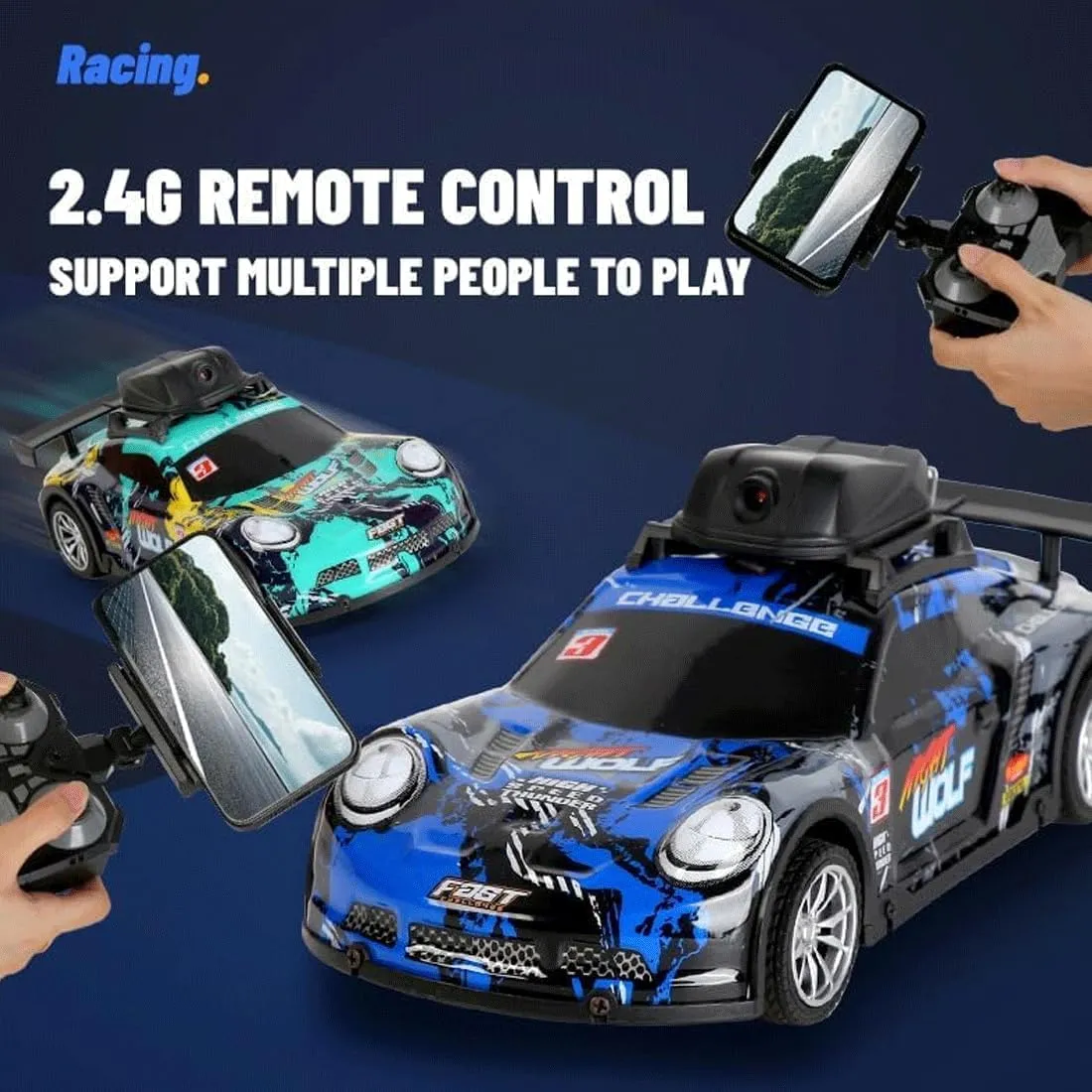 Mini RC Drift Car with App-Controlled, 2.4G 4CH RC Car with LED Lights & HD Camera, RC Racing Toy for Hobbyist