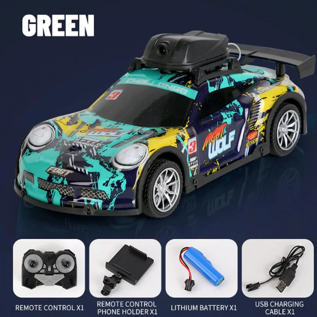 Mini RC Drift Car with App-Controlled, 2.4G 4CH RC Car with LED Lights & HD Camera, RC Racing Toy for Hobbyist