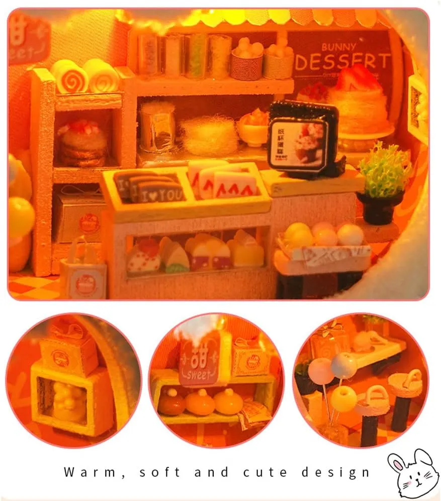 Miniature Dollhouse Kit DIY Wooden Dolls House,Tiny House kit with Furniture, Great Handmade Crafts Gift for Birthday Valentine's Day (2PCS)