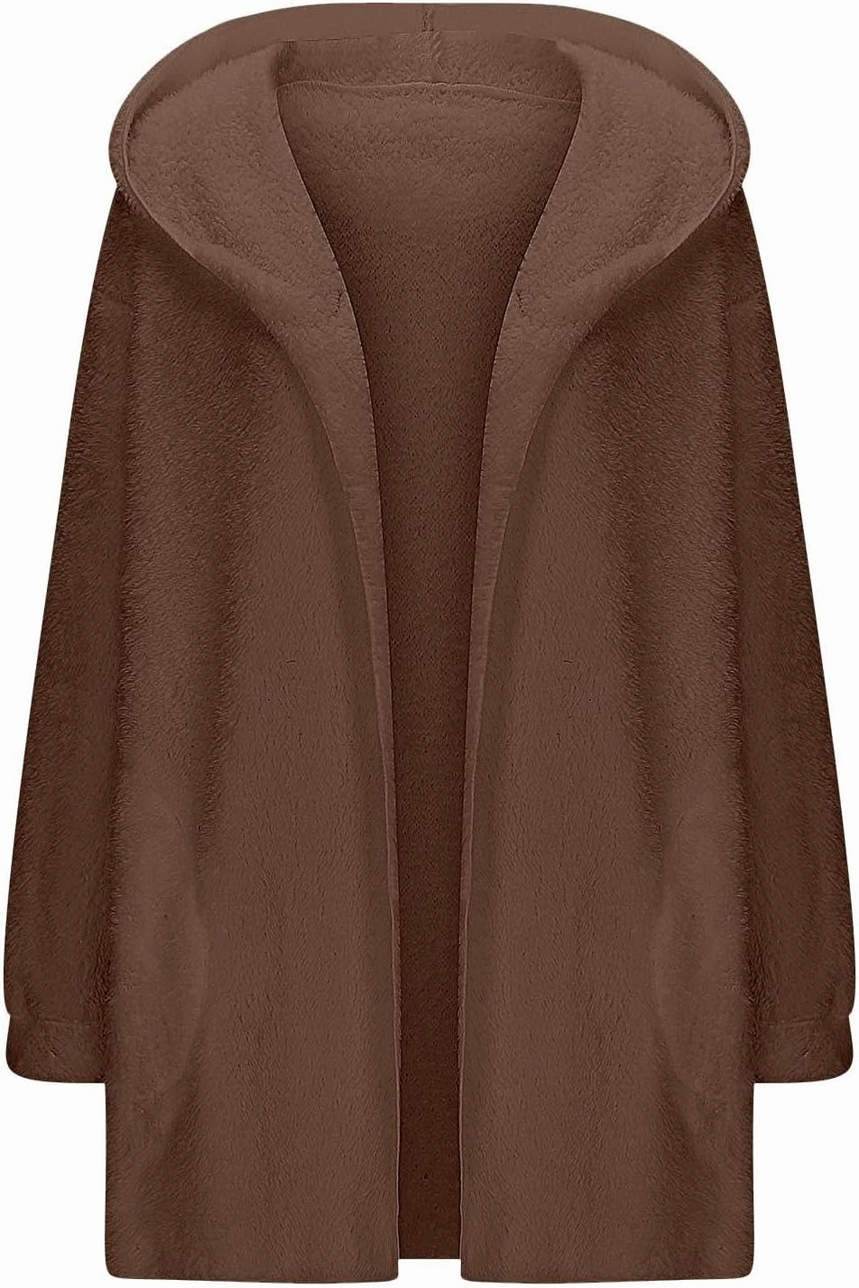 Miyaomn Women's Hooded Cardigans Fuzzy Fleece Oversized Long Jackets Hoodies Winter Warm Open Front Plush Sherpa Coat Outwear