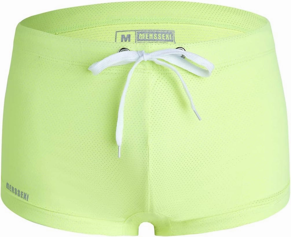 MIZOK Men's Swim Trunk Swimwear Quick Dry Bathing Suit Board Short Sexy Boxer Brief with Drawstring