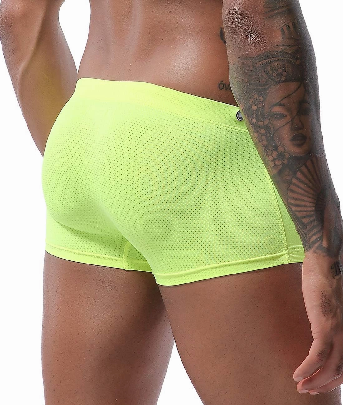 MIZOK Men's Swim Trunk Swimwear Quick Dry Bathing Suit Board Short Sexy Boxer Brief with Drawstring