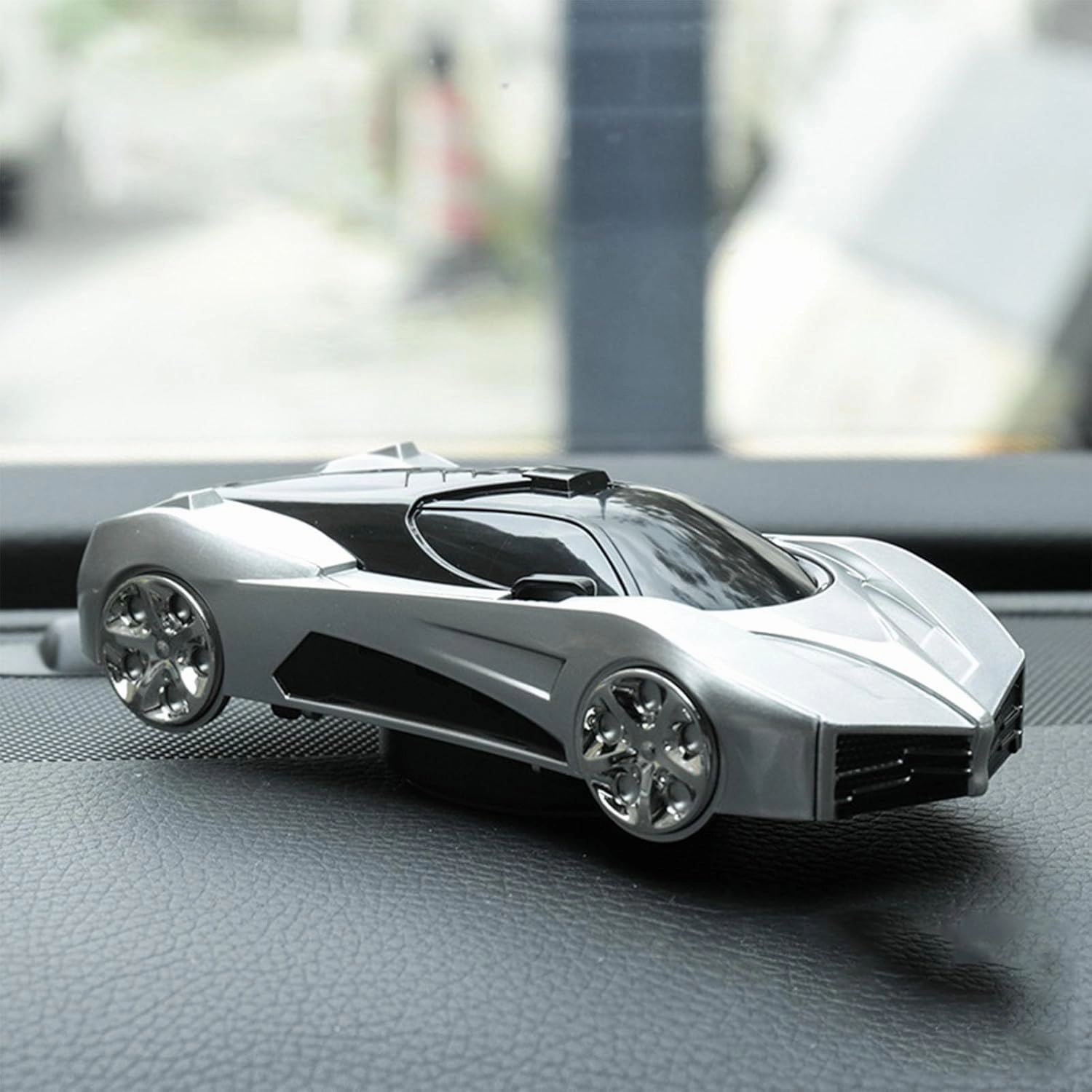 Model Car Phone Bracket Cool Sporty Shape Slip 360° Rotatable Center Console Phone Holder for Office Home (Silver)