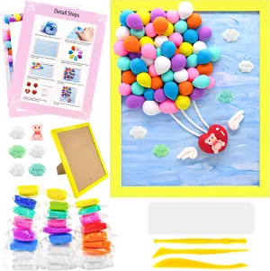 Modeling Clay Kit Picture Frame Clay Painting Air Dry Clay Kit Craft Clay Colored Clay with Tool Clay Art Kit for Kid Air Dry Ultra Light Clay for Kids Girls Boys Art Crafts Festival Birthday Present