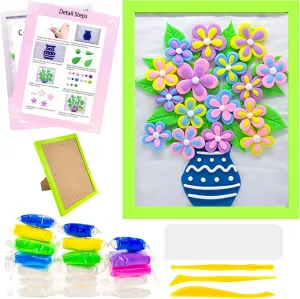 Modeling Clay Kit Picture Frame Clay Painting Air Dry Clay Kit Craft Clay Colored Clay with Tool Clay Art Kit for Kid Air Dry Ultra Light Clay for Kids Girls Boys Art Crafts Festival Birthday Present