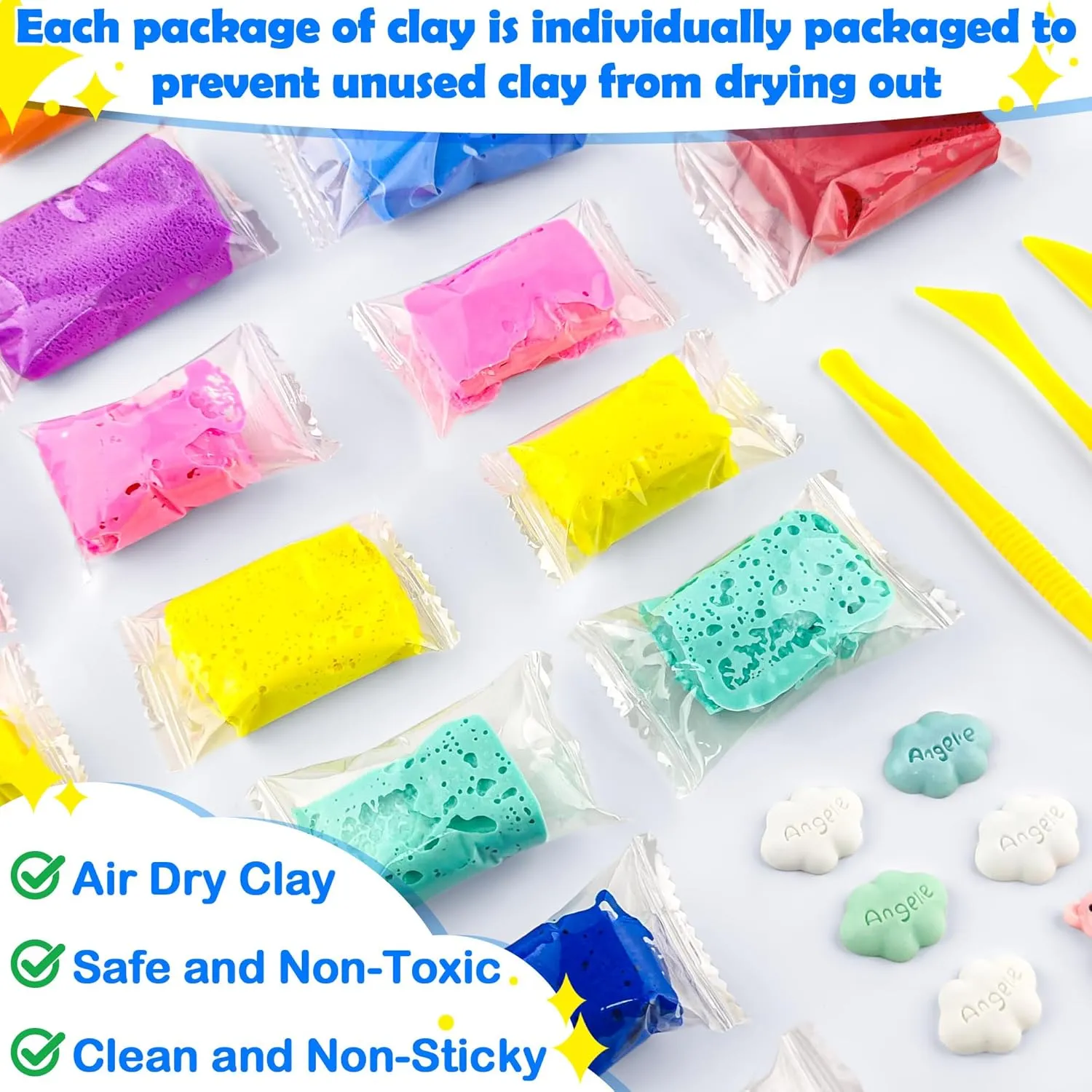 Modeling Clay Kit Picture Frame Clay Painting Air Dry Clay Kit Craft Clay Colored Clay with Tool Clay Art Kit for Kid Air Dry Ultra Light Clay for Kids Girls Boys Art Crafts Festival Birthday Present