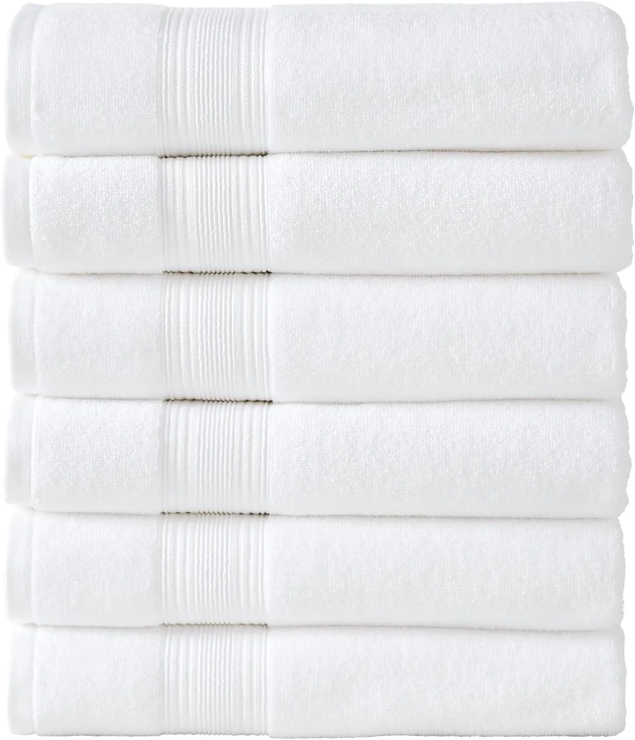 Modern Threads Hotel Collection 6-Pack 100% Ring Spun Cotton, Highly Absorbent Quick Drying Bath Towel Set, White, 27x54