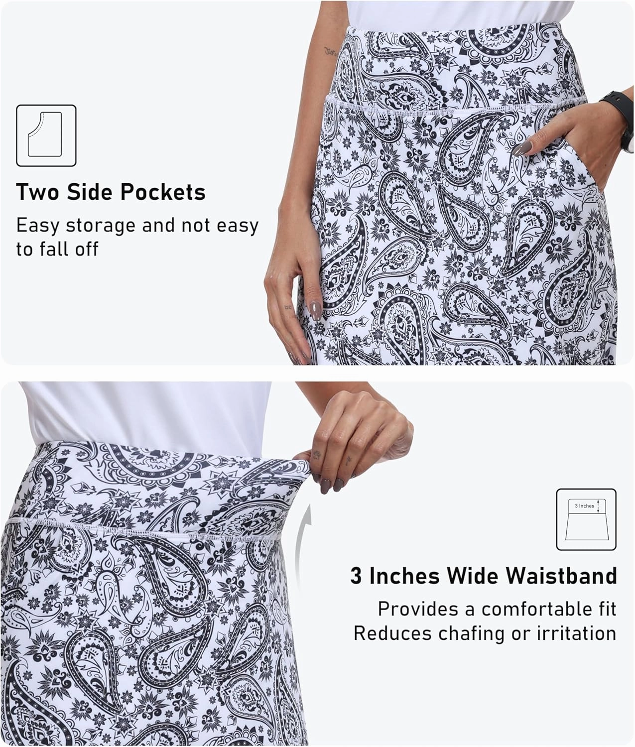 MoFiz Women's 20" Knee Length Golf Skorts Athletic Skirts Summer Casual Active Workout Sports Tennis Skirt with 4 Pockets