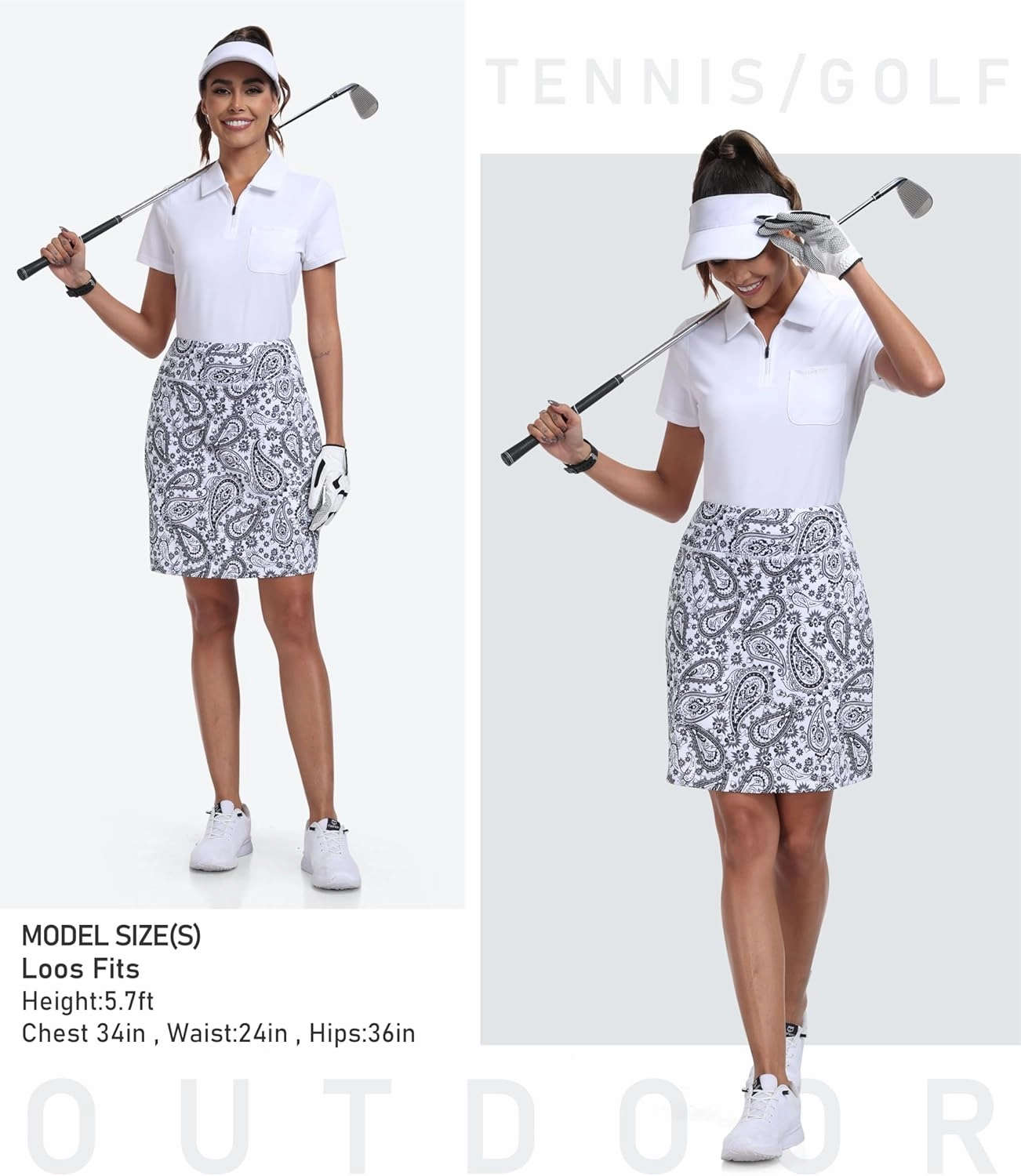 MoFiz Women's 20" Knee Length Golf Skorts Athletic Skirts Summer Casual Active Workout Sports Tennis Skirt with 4 Pockets