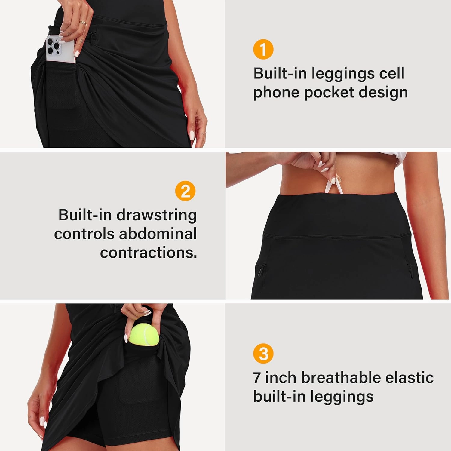 MoFiz Women's 20" Knee Length Golf Skorts Athletic Skirts Summer Casual Active Workout Sports Tennis Skirt with 4 Pockets