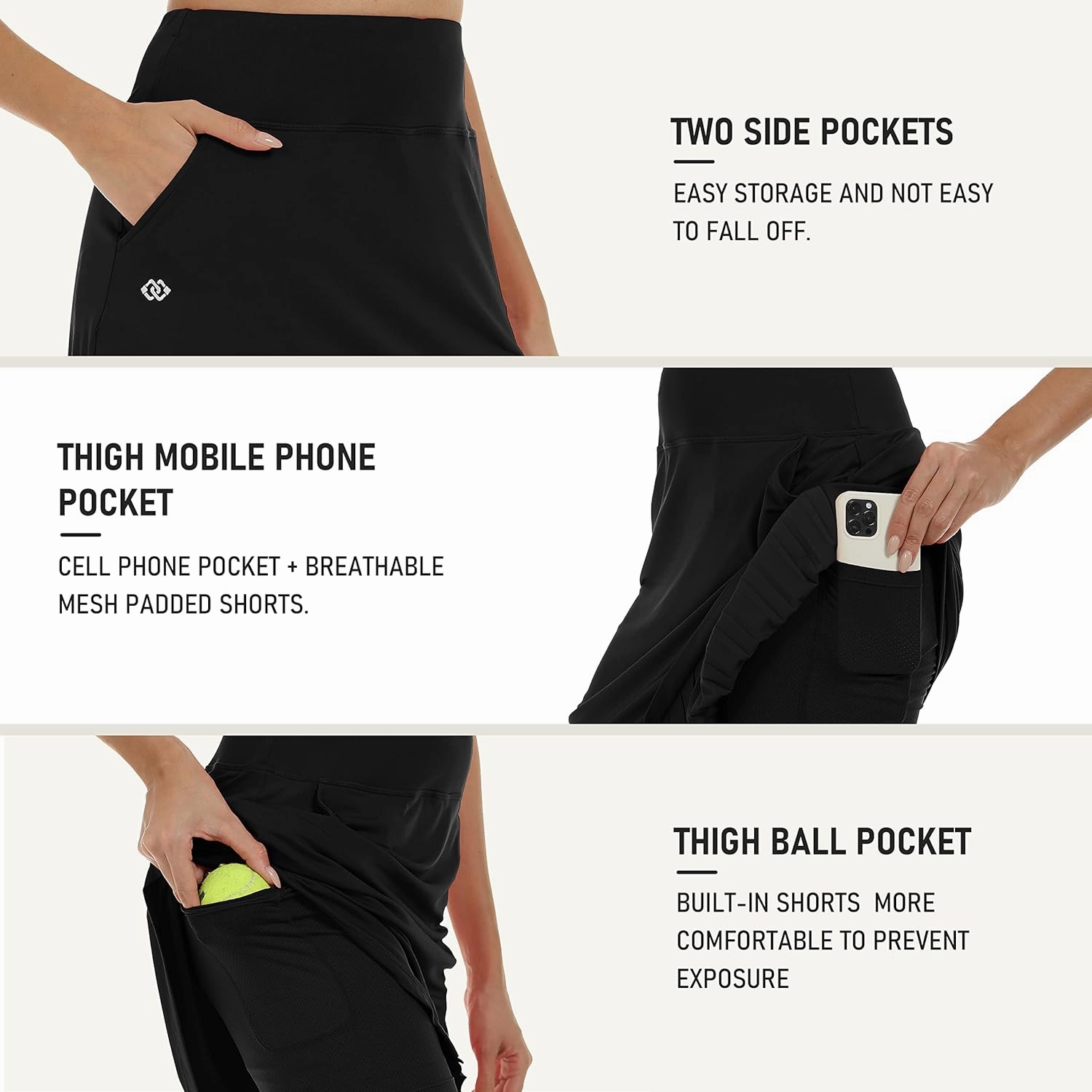 MoFiz Women's 20" Knee Length Golf Skorts Athletic Skirts Summer Casual Active Workout Sports Tennis Skirt with 4 Pockets