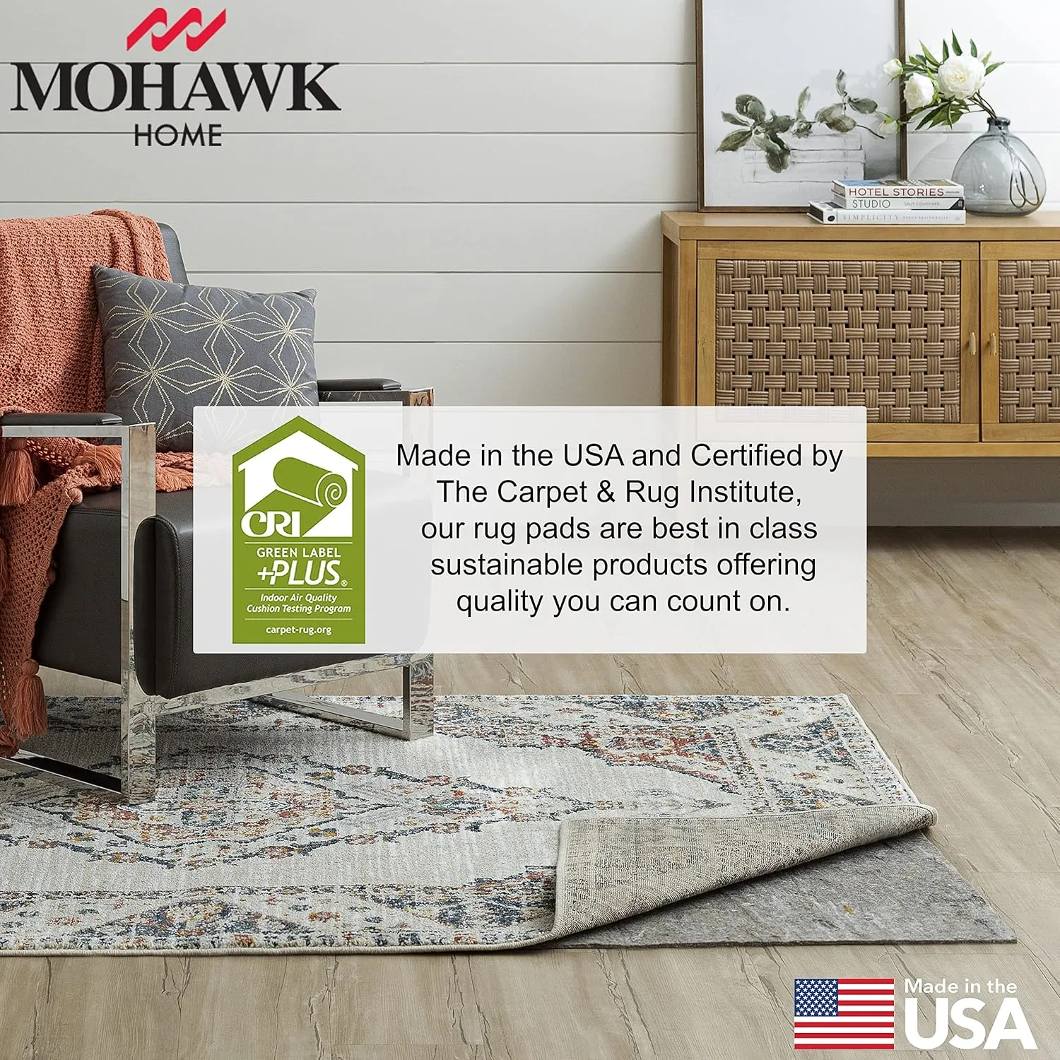Mohawk Home 8' x 10' Non Slip Rug Pad Gripper 1/4 Thick Dual Surface Felt   Rubber Gripper - Safe for All Floors, Brown